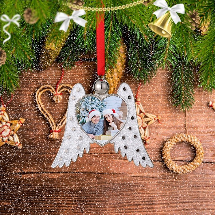 Sublimation Blank Metal Angel Wings Christmas Ornaments Sublimation Christmas Decorations