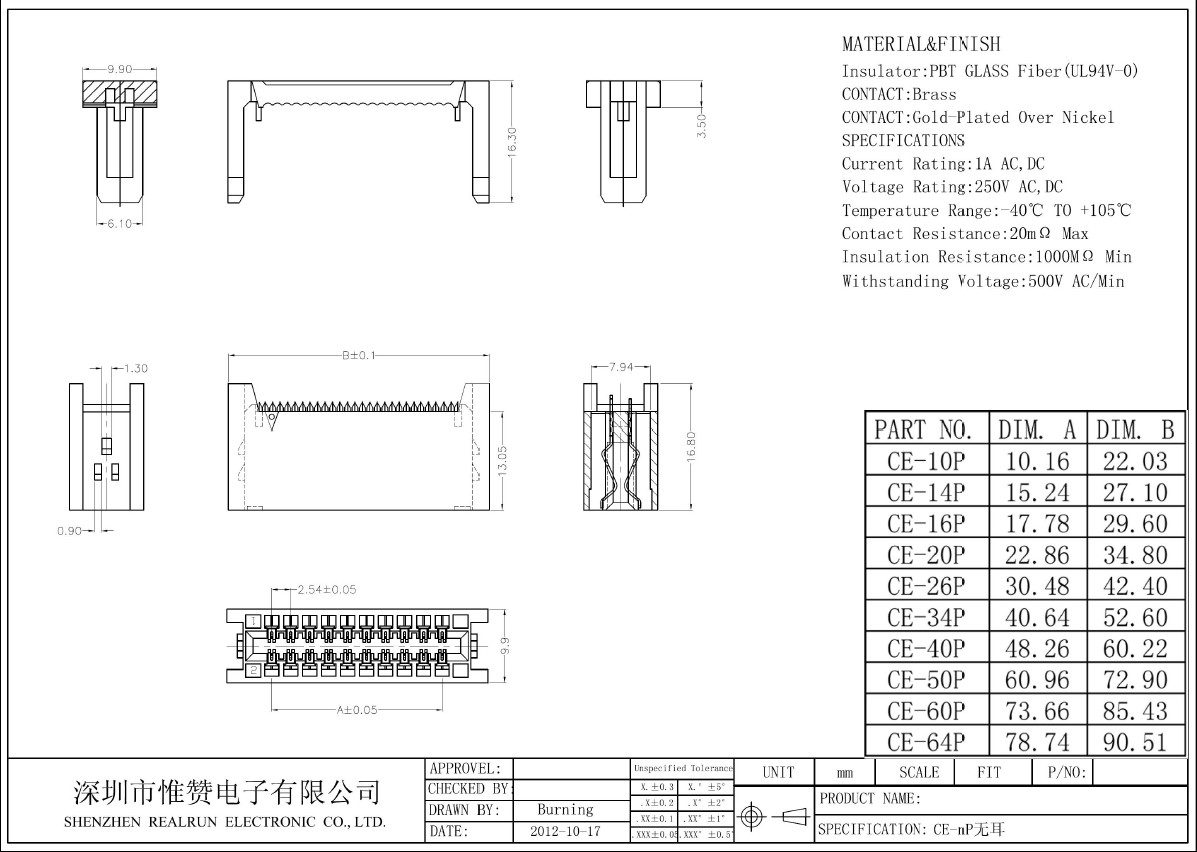 26 Pin Female Header Idc Wire To Board Connector Press Cable Type 60V Black