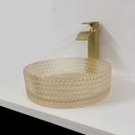 Champagne Glass Vanity Sink Bowl Cylinder Bathroom Crystal Diamond Art
