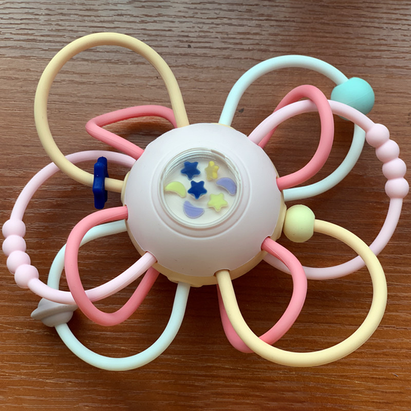 Baby Food Grade Silicone Sound Grinding Stick Children'S Puzzle Silicone Handball Toy, Baby Grinding Device