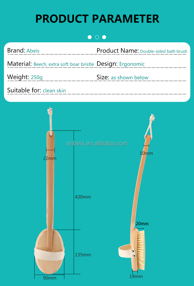 Vegan Sisal Body Dry Brush Detachable Natural Beechwood Long Handle