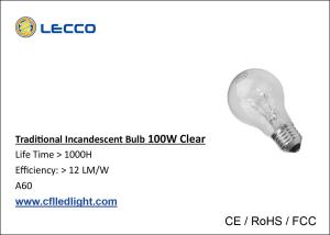 Quality 100 Watt Traditional Incandescent Light Bulbs E27 A60 Nickelplated Aluminum wholesale