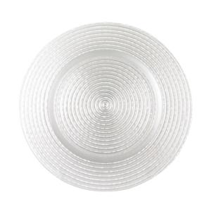 Quality Hot selling High Quality White Embossed Elegant Decoration Glass Charger Plate wholesale