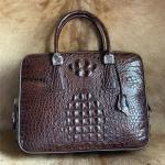 Alligator Leather Key Lock Closure Businessmen Laptop Briefcase Genuine