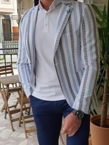 Quality Striped Cotton Business Casual Suit Jacket Business Casual Interview Outfits wholesale