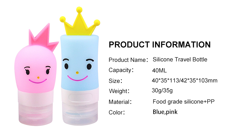 Food Grade Empty 40ml Cartoon Silicone Travel Bottles