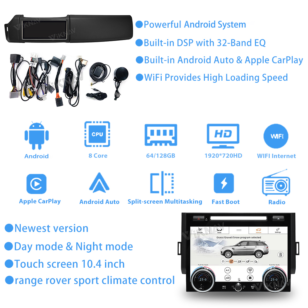 Viknav Car Radio For Land Rover Range Rover Sport L494 (2013-2017) 12.3 inch Rotating GPS Stereo Navigation Multimedia