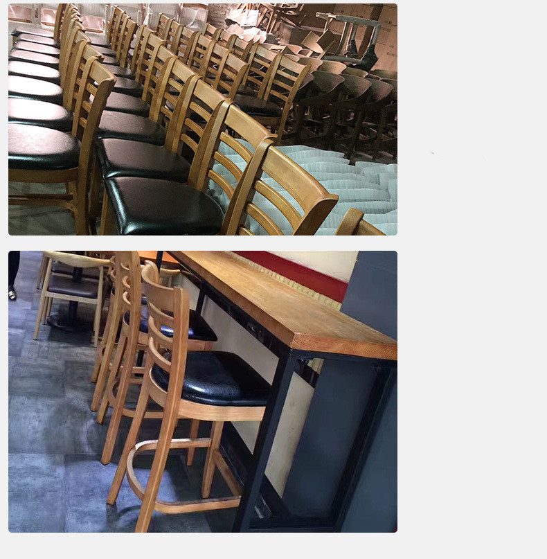 Wooden Cafe Bar Stools With Backs Retro Industrial 65cm 25.59"