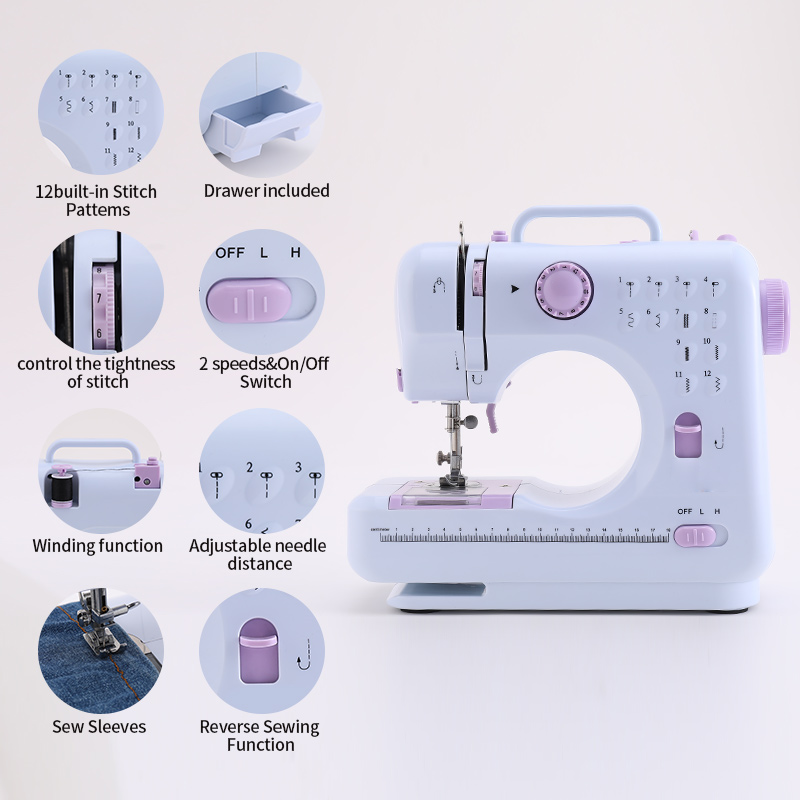 Durable Mini Electric Zigzag Sewing Machine Optional Stitch Length for Cloth Sewing
