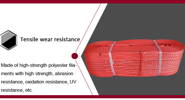 Red Color Flat Polyester Woven Webbing Sling / Polyester Sling Belt TSWB05-7