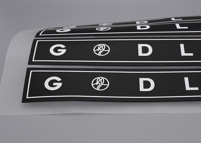 Black Silicone Printing White Logo Elastic Drawstring Cord Heat Transfer Label