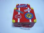 Red Painted Square Tin Containers / Metal Tin Can For Cosmetic