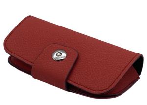 Quality Red Soft Leather Eyeglass Case Custom Logo 158x82x40mm wholesale