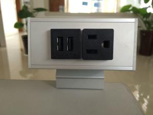 Quality Desk Mounted Power Sockets with 1 Outlets &amp; 2 USB Ports , Metal Tabletop Outlet 125V 15A wholesale