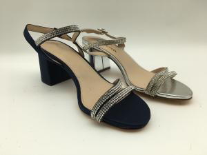 Quality Open Toe Soft Suede Black Leather Strap Sandals With Gemstone Design wholesale