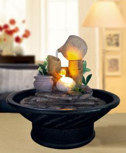 Quality 20x18.5cm Traditional Bamboo Home Interiors Decoration Living Room Tabletop Indoor Water Fountain Polyresin wholesale