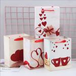 Red Heart Love Pattern Paper Gift Bags Custom Logo For Valentine 'S Day Wedding