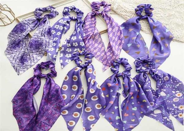 Periwinkle blue ribbon Spring headbands scrunchies lady girls satin Headpiece