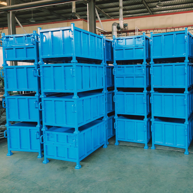 Heavy Duty Collapsible Folding Stackable Metal Pallet Box Warehouse Storage Cage