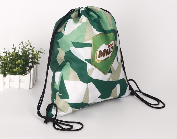 Recycled Foldable Nylon Polyester Tote Bag with logos polyester shopping bag Custom advertising handle non woven bag PAC