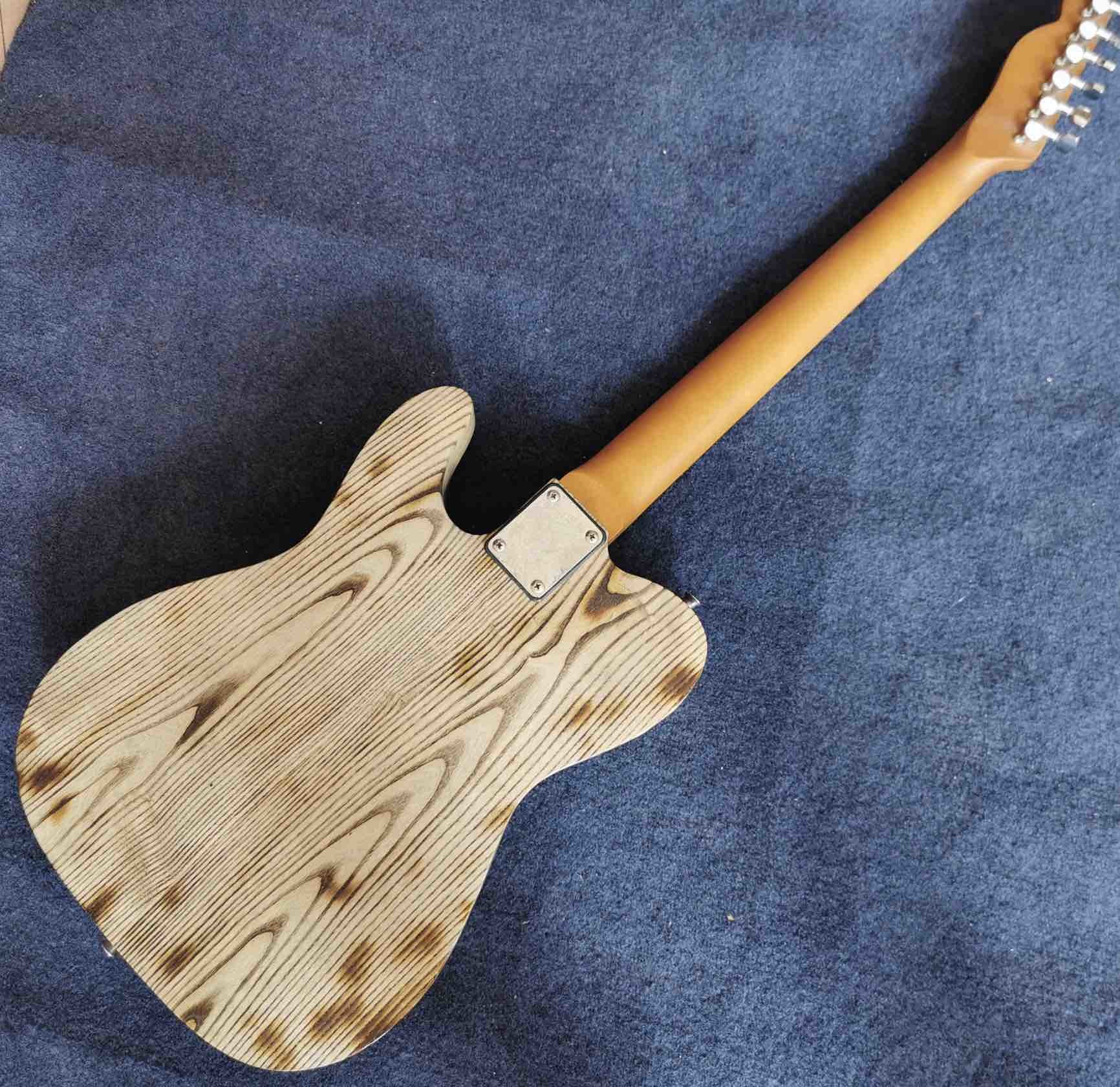 Natural Wood Color Roasted Coke Electric Guitar