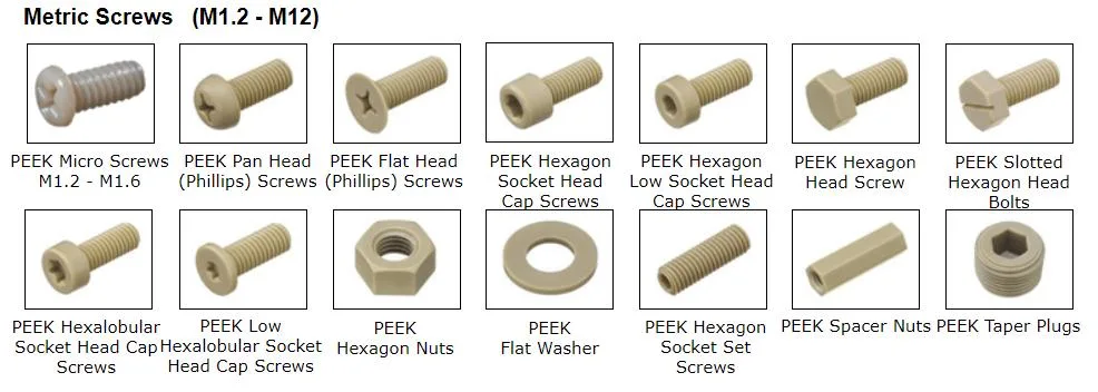 Peek Grub Screw Hexagon Socket Set Screw with High Temperature Resistance DIN913 DIN914