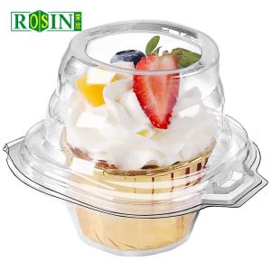 Quality Transparent PET Single Cupcake Containers Hinged Clamshell Lightweight wholesale