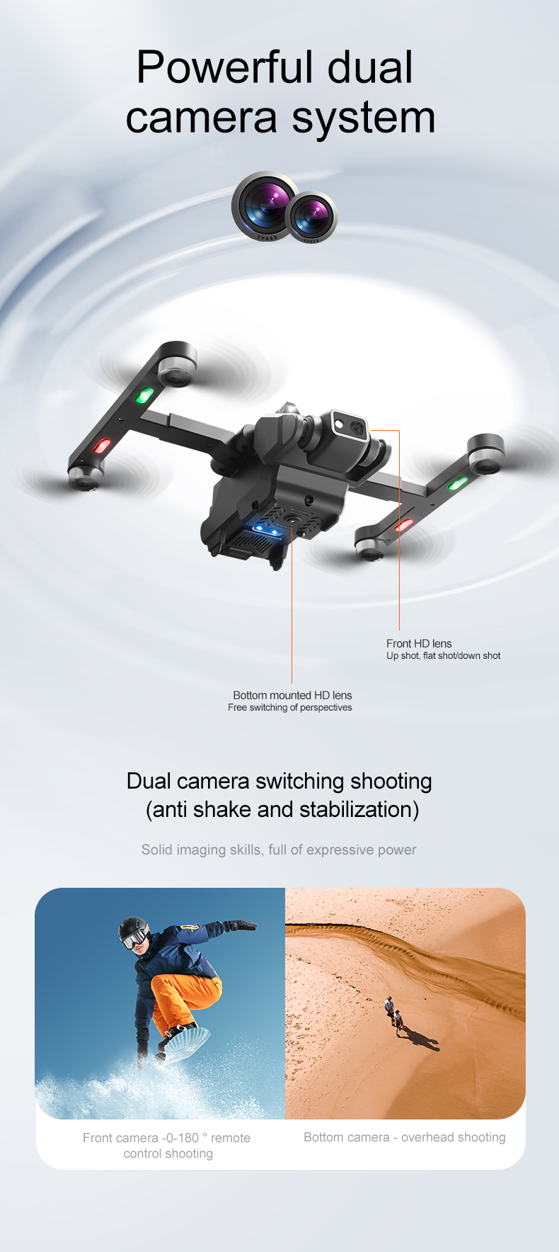 High Hold RC Quadcopter with 4K HD Camera and FPV Foldable Design 100m Remote Control Distance 3.7V 1800mAh Battery