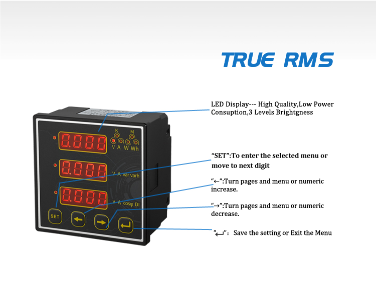 Hot-sale cheap new design RE series 96*96mm Three Phase LED Multi-function Power Meter
