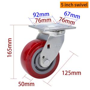 Quality Red 5 Inch Heavy Duty Swivel Casters 125mm Caster Wheels 735-86 wholesale