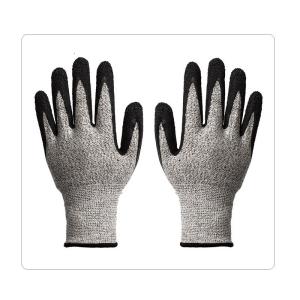 Quality HPPE Knitted Fiber Cut Resistant Safety Black Latex Gloves wholesale