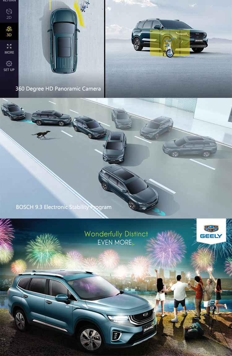 Geely Okavango 2023 Chinese LED Camera Electric Leather Turbo Multi-function Automatic SUV with Electric Front Window