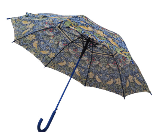 23 Inches 8 Fiberglass Ribs Hands-free Stick Umbrella With J Shape Rubber Coated Plastic Handle