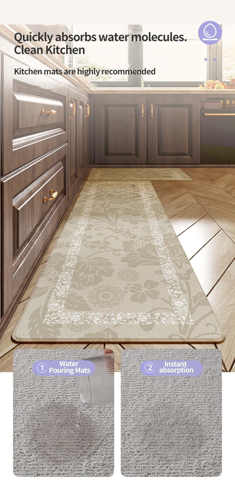 Interlocking Bathroom and Kitchen Floor Mats with Waterproof Polyester Fiber Material