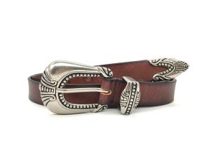 Quality 25mm Womens Genuine Leather Belt With Antique Silver Buckle wholesale