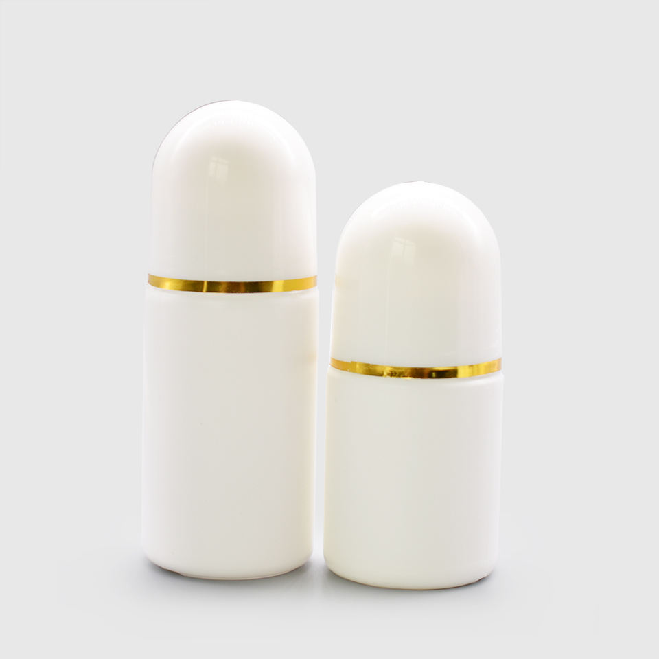 E-commerce ready white Deodorant Essential paste Roll On Plastic Bottle with Pink Overcaps