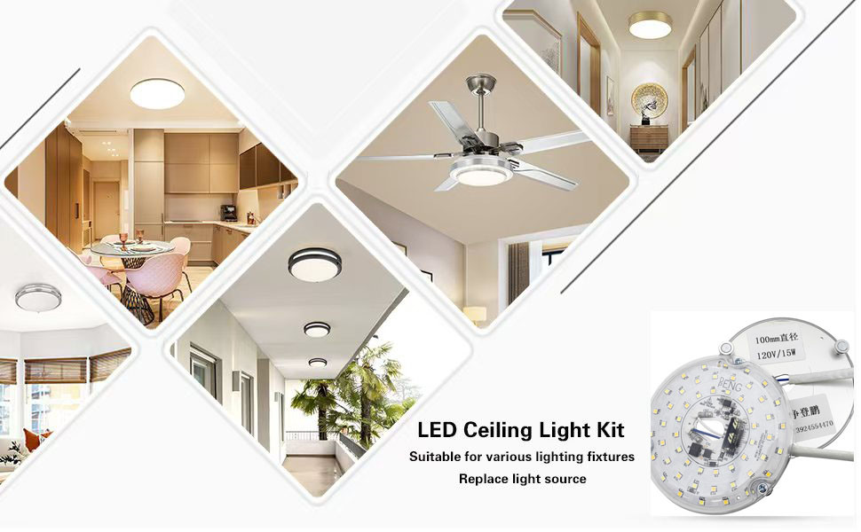Dia100mm Round Pcb Board 12w 15w AC 110V 120V 230V 3.93'' Retrofit Light Kit For Ceiling Flush Light Ceiling Fan Light Replacement Panel PCB 15W 90