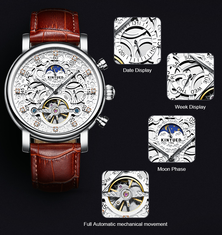 Power Reserve Tourbillon Mechanical Watch Durable Good Wear Resistance