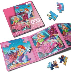 Quality Mermaid Wooden Magnetic Jigsaw Puzzle For Travel Games wholesale