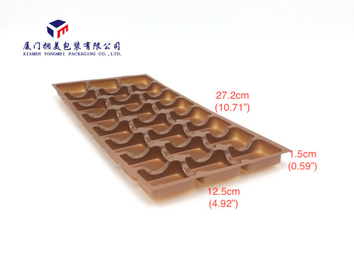 Brown Color Plastic Retail Packaging Boxes Vacuumformed PET Tray Pack Chocolates