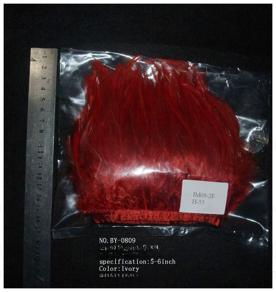 Two Tones Colour Hackle Feather Trim With Satin Ribbon 4-6inch 1 Yard Length