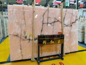 Quality Transparent Afghan Pink Jade Onyx Slab With Brown Veins wholesale