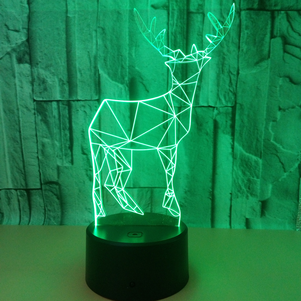 new 3d creative small table lamp deer 3D lights colorful touch LED visual lights gift atmosphere table lamp