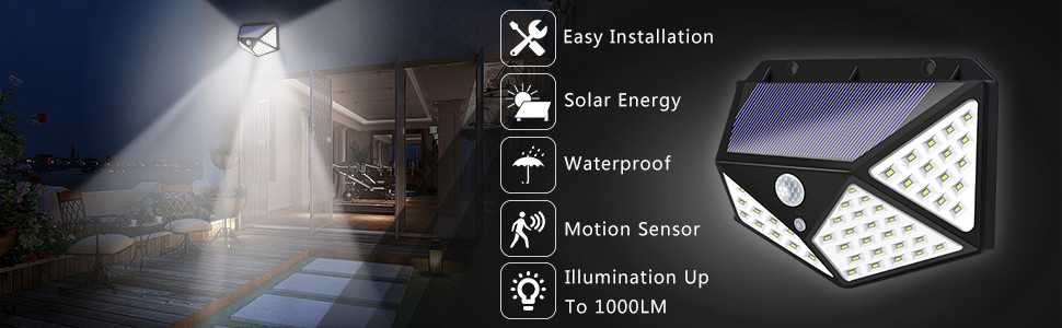 Solar Powered LED Wall Light High Brightness LED Light With Motion Sensor