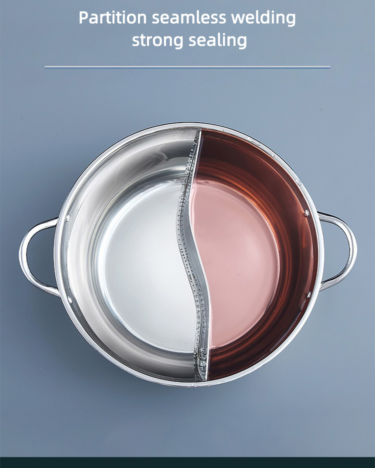 New Design Silver Kitchen Stock Pot Stainless Steel Shabu Shabu Induction Hot Pot With SS Double Ear Handles