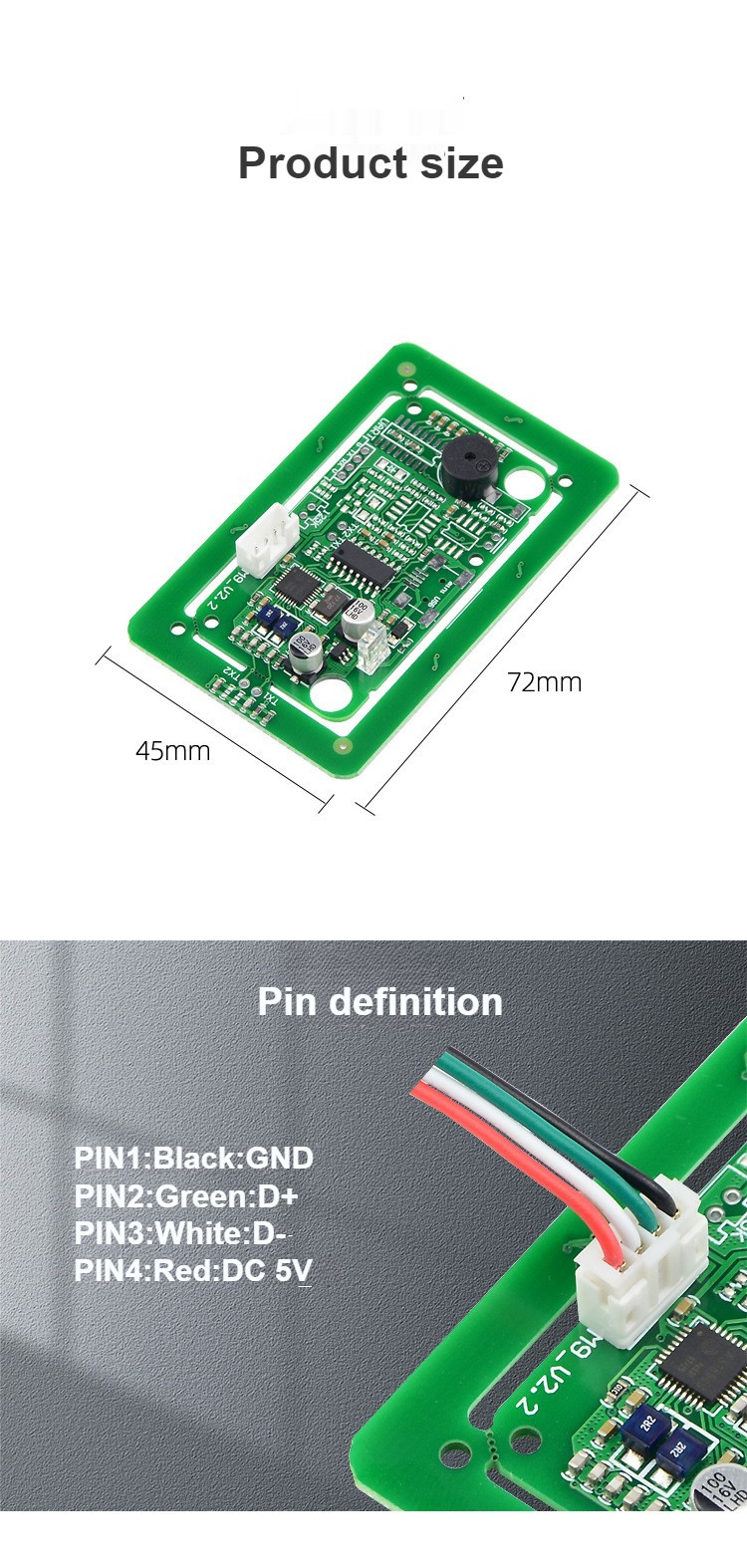 M9-WD-UH-00 RFID Card Reader Module IC Card Reader 13.56MHz High-Frequency M1 Card Reader Fudan F08 Card USB Interface