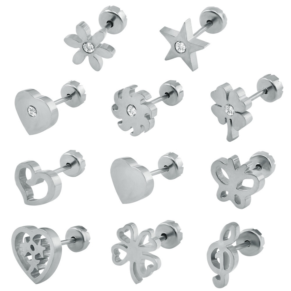 Cute Baby Stud Earrings 19 Styls Baby Girl Earrings High Quality Surgical Steel Kid Studs Body Jewelry Pendientes Hombre