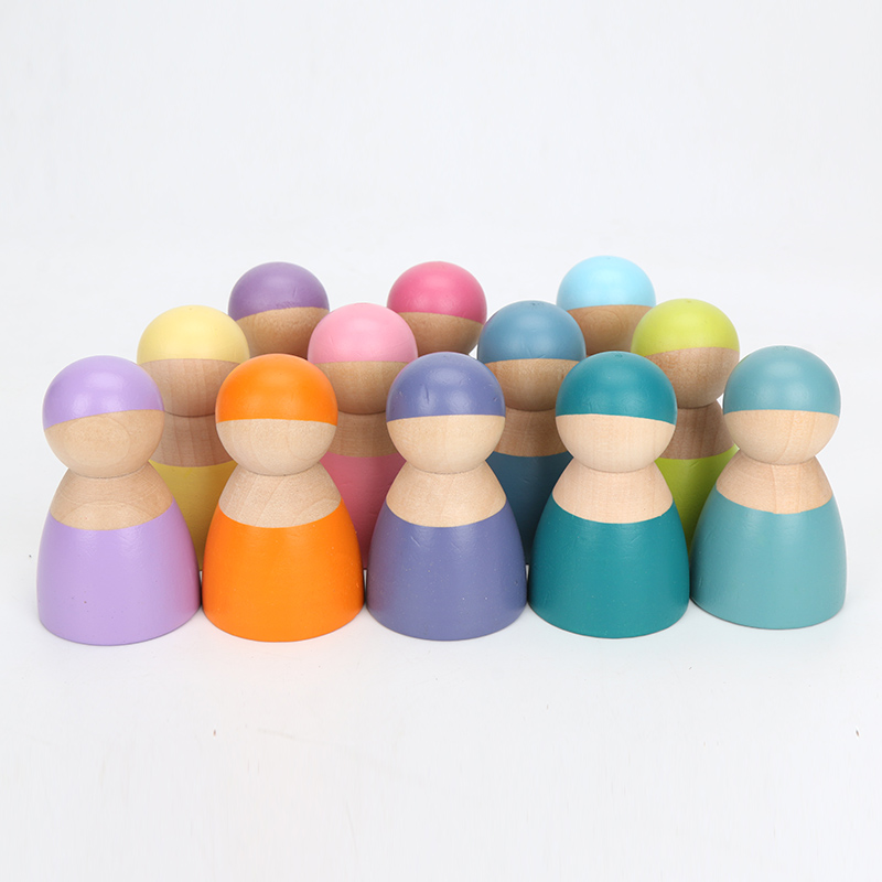 Brown 18cm Rainbow Wooden Building Blocks Toy Creative Educational