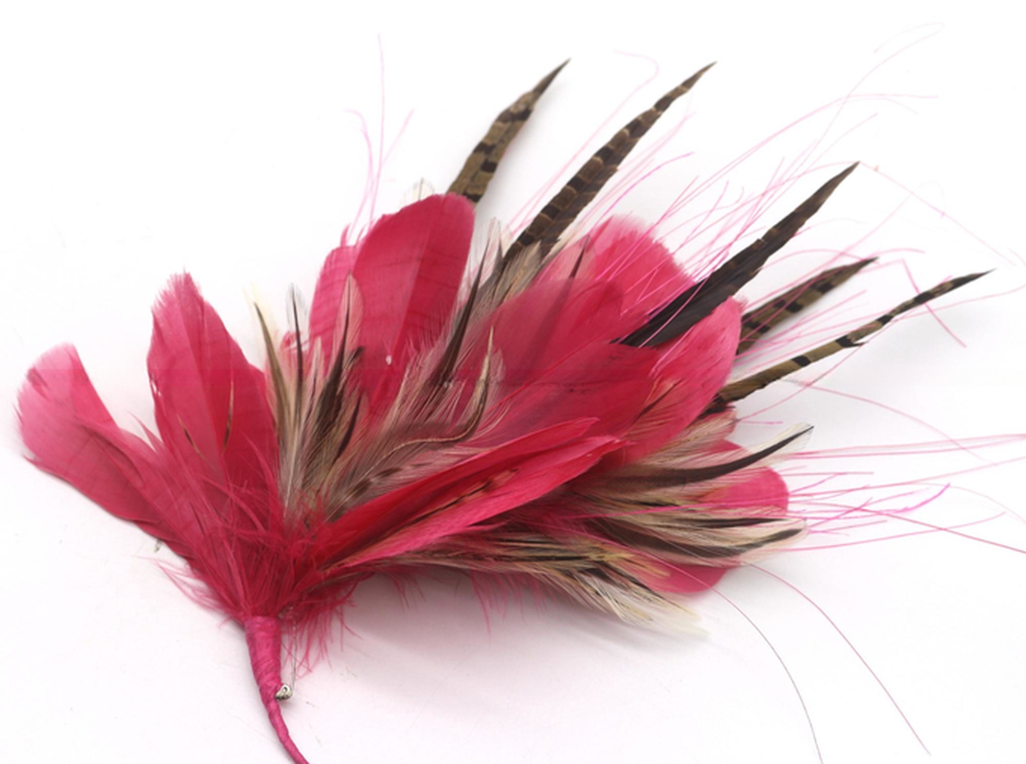 Millinery Supplies Ringneck Pheasant Feather Flower Mount with Wire Accessory