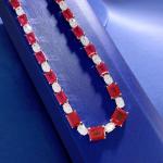 Luxury Bridal Pink / Green Gemstone Necklace Chain For Wedding And Gift